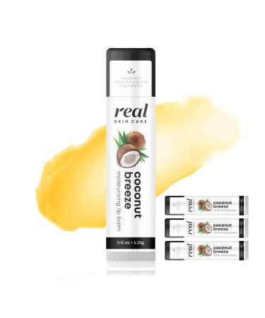 Real Skin Care Organic Lip Balm With Coconut Oil | Coconut Breeze 4-Pack | Natural Organic Lip Balm | Coconut Oil Lip Balm for Dry Cracked Lips | Beeswax Lip Balm | Lip Balm Pack | Handmade In the USA Coconut Breeze 4 Pa...