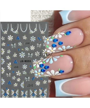 4 Sheets Flower Nail Art Stickers Decals Self-Adhesive Floral Summer Leaves Nail Supplies Nail Art Design 5D Daisy Flower Nail Art Stickers with Tweezer (Flower-4sheets) - Buy Online on GoSupps.com