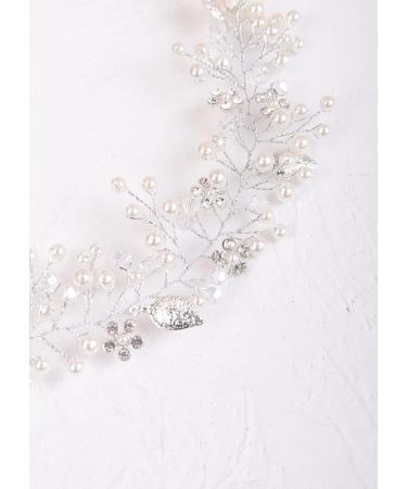Deniferymakeup Pearl Bride Wedding Hair Vine Leaf Bridal Hair Accessories Pearl Wedding Headpiece for Women and Girls - Buy Online on GoSupps.com