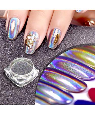 Holographic Nail Powder - Laser Glitter Rainbow Chrome - Smooth Manicure Pigment - 1g Box with Sponge Kit - Colorful01 - International Shipping - Buy Online on GoSupps.com