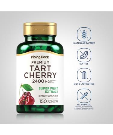 Piping Rock Tart Cherry Extract Capsules 2400mg | 150 Pills | Premium Non-GMO Gluten Free Super Fruit Supplement - Buy Online on GoSupps.com