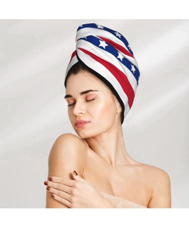 American Patriotic Stars and Stripes Microfiber Hair Towel | Super Absorbent Coral Velvet Wrap for Long Curly & Thick Hair | Quick Dry Towel for Women - Buy Online on GoSupps.com