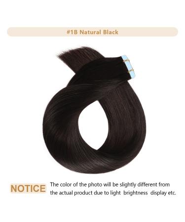 Buy Yilite 18 Black Tape-In Hair Extensions | Real Silky Straight 45cm | 20-Piece Adhesive | Seamless Skin Weft - Buy Online on GoSupps.com