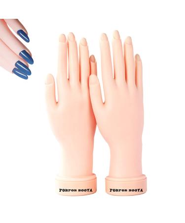 2Pcs Practice Hand for Acrylic Nails, Fake Nail Hand Practice, Flexible Bendable Mannequin Rubber Hand,Manicure Practice Hands Nail Art Hand Training Hand for Nail Practice
