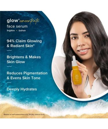 Glow+ Concentrate Face Serum | Radiance Serum with Vitamin C & Papaya | Hydrating & Fragrance-Free | All Skin Types | 1.01 Fl Oz/30ml - Buy Online on GoSupps.com