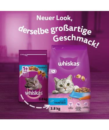 Whiskas Adult 1+ Cat Dry Food with Tuna - 3 Bags (3x3.8kg) | High-Quality Nutrition for Cats 1 Year & Older - Buy Online on GoSupps.com