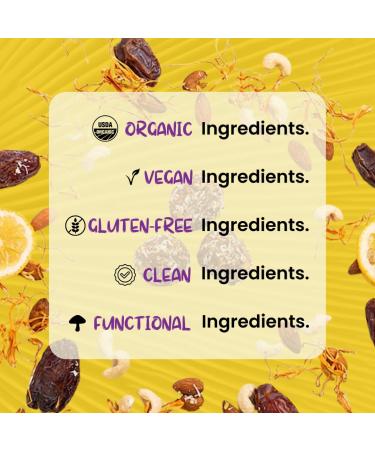 ODD BALLS Organic Energy Balls - Lemon Superfood Snack | Vegan Gluten Free | Perfect for Running Cycling & Hiking | Focus & Energy with Lion's Mane & Cordyceps - Buy Online on GoSupps.com