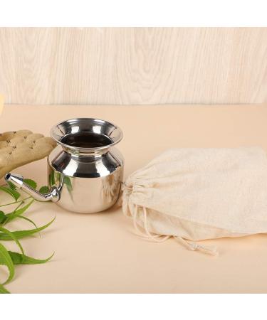 SteloKleen Stainless Steel Neti Pot Kit with Pure Salt - Unbreakable Pot & Leak Plug Nose Tip for Improved Nasal Health | HealthAndYoga - Buy Online on GoSupps.com