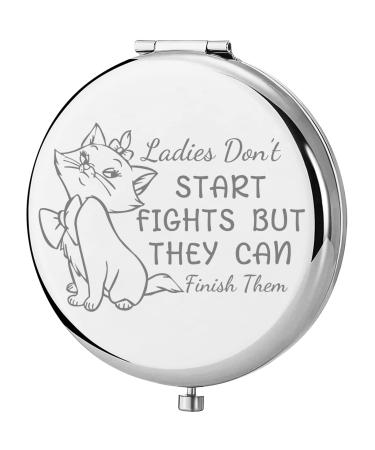 TGBJE Marie Gift Marie Ladies Gift Ladies Don t Start Fights But They Can Finish Them Pocket Mirror for Marie Cat Lover Cartoon Cat Gift (Ladies Fights Mirror)
