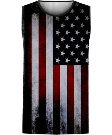 4th of July Men's Sport Tank Top - Red Stripe Print Muscle Fitness Shirt - 5XL - Buy Online on GoSupps.com