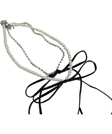 Oralgo Stylish Double Layer Necklace | Modern Butterfly Node with Fringes & Imitation Pearls - Elegant Pearl and Copper Design - Buy Online on GoSupps.com