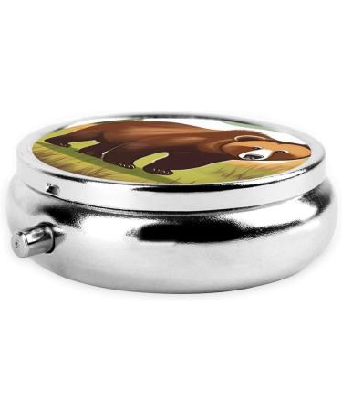 Brown Bear Walking Round Pill Box | 3 Compartment Portable Travel Organizer for Pills - Buy Online on GoSupps.com