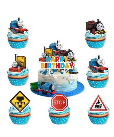 25 Pcs Train and His Friends Cupcake Topper Picks Train and His Friends Themed Cupcake Toppers Cake Topper for Birthday Party and Baby Shower