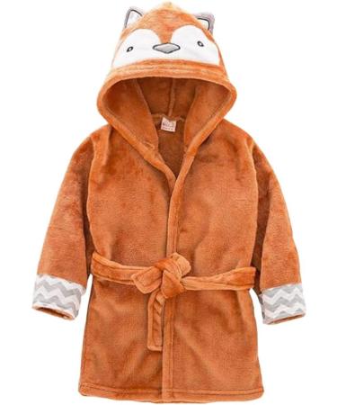 CuteOn Unisex Baby Kids Cartoon Animal Flannel Hooded Bathrobe Pajamas Nightwear - Adorable 90 Fox Design for Boys & Girls - Buy Online on GoSupps.com