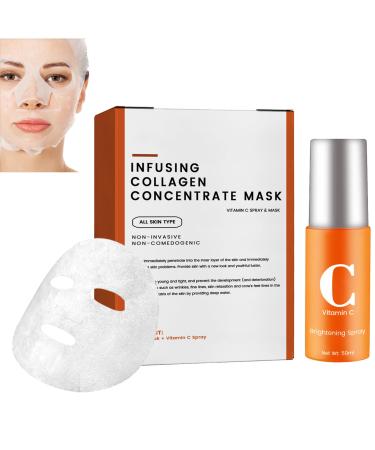 Collagen Anti Aging Essence Spray Collagen Anti Aging Facial Mask Highprime Collagen Soluble Film High Prime Collagen Film and Mist Vitamin C Serum Spray For Face Lifting & Firming Face Mask And Spray