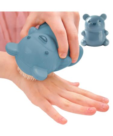 Kids Nail Brush - Scrubbing Cleaning Washing Brushes | Easy To Grip Soft Bristles Bear Nail Brush For Nails And Toes Children Blue