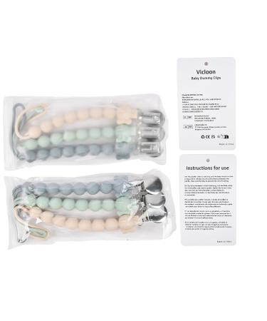 Vicloon Silicone Pacifier Chain Set - 3PC Baby Pacifier Clips for Boys & Girls Cute Elephant Design Perfect Baby Gift - Buy Online on GoSupps.com