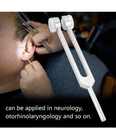 128HZ Tuning Fork with Fixed Weights & Chakra Hammer for Sound Massage | Aluminium Alloy Diagnostic Ear Sensorial Tuning Fork - Silver - Buy Online on GoSupps.com