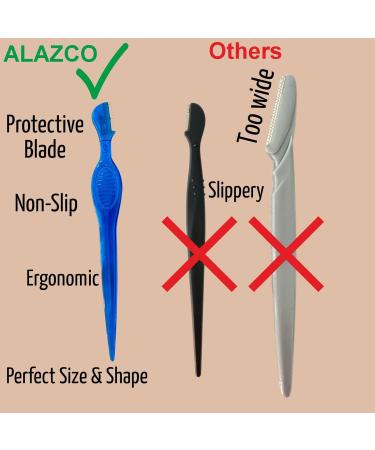 30 pc Eyebrow Razor Set - Precision Facial Exfoliating Shaver for Women & Men | Washable & Reusable Dermaplaning Tool for Peach Fuzz Brow Lip & Bikini Area - Blue - Buy Online on GoSupps.com