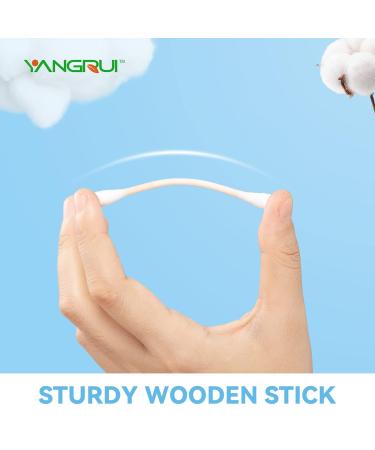 YANGRUI Cotton Swab 375 Count Wooden Stick BPA Free Eco-friendly Double Round Ear Swabs - Pack of 1 - Buy Online on GoSupps.com
