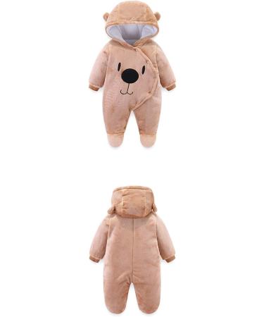 Voopptaw Warm Baby Winter Jumpsuit Fleece Romper - Brown Snowsuit 6-9 Months - Buy Online on GoSupps.com