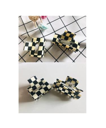 2Pcs Black/White Checkered Hair Claw Clips for Thick Hair - Stylish & Strong Clips for Women/Girls by YOEMAYUNER - Buy Online on GoSupps.com