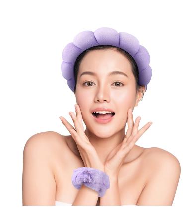 Retrowavy 6 Pcs Spa Headband for Women - Puffy Sponge Terry Cloth Makeup Headband - Skincare Hair Accessories (Pink Purple) - Buy Online on GoSupps.com