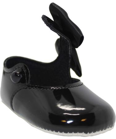 Baby Girls Pram Shoes: Bow Button Soft Sole | Made in Britain | 1 UK Child | Black - Buy Online on GoSupps.com