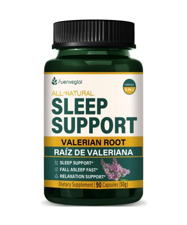 Valerian Root Extract Sleep Support Capsules Passion Flower Supplement for Better Sleep Fall Asleep Fast & Relaxation. Pastillas de Valeriana y Pasiflora para Dormir Profundamente. 90 Count 90 Count (Pack of 1)