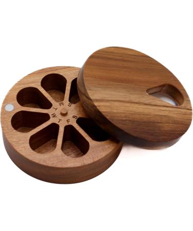 Wooden Daily & Weekly Pill Organizer Travel Case for Vitamins & Medications | Improved Design with Days & Solid Dark Wood Lid - Buy Online on GoSupps.com
