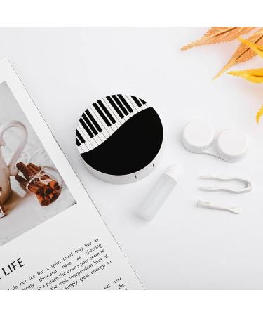 Portable Black and White Piano Keys Contact Lens Case Kit with Mirror - Travel Storage Solution for Soaking & Protection - Buy Online on GoSupps.com