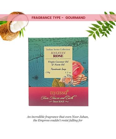 Nyass.a Hasayan Rose Luxury Handmade Natural Soap - Neem Virgin Coconut & Organic Wheat Germ Oil | 150gm Natural Cleanser - Buy Online on GoSupps.com
