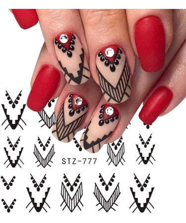 Black Nail Art Stickers Water Transfer Decals with Floral and Dream Catcher Design - 13 Sheets | DIY Nail Manicure Supplies - Buy Online on GoSupps.com