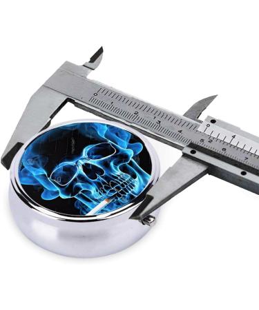 Blue Skull Printed Mini Round Pill Box | 3 Compartment Medicine Organizer | Portable Travel Pill Case for Home & Office - Buy Online on GoSupps.com