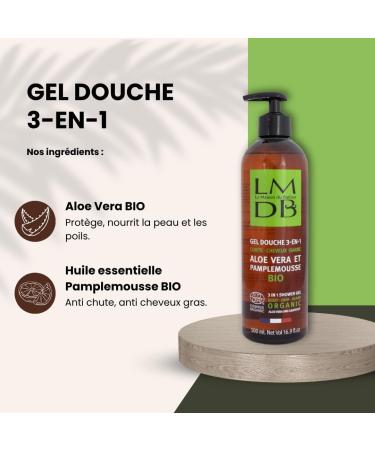  LA MAISON DU BARBIER Men's 3-in-1 Shower Gel Body Hair Beard - Aloe Vera and Organic Grapefruit - Ecocert Cosmos Organic 97% Natural Ingredients - Made in France - 500 ml - Buy Online on GoSupps.com