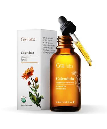 Gya Labs Organic Calendula Carrier Oil (1.02 oz) - Moisturizing and Soothing Calendula 1.02 Fl Oz (Pack of 1)