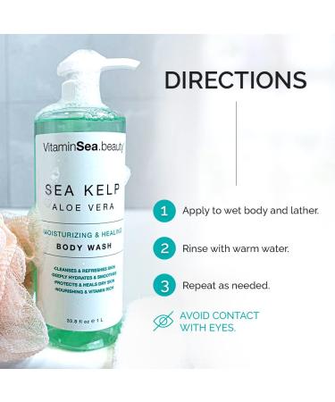 Vitamins and Sea Beauty Moisturizing Body Wash - Hydrating Shower Gel with Sea Kelp & Aloe Vera | 32 Fl Oz - Buy Online on GoSupps.com
