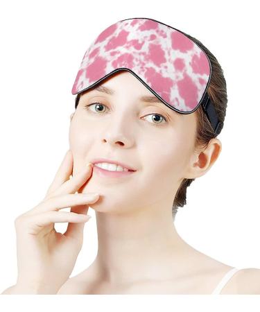 Pastel Pink Cow Tie Dye Sleep Mask for Women | Adjustable Eye Shades with Elastic Strap - Perfect for Restful Sleep - Buy Online on GoSupps.com