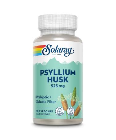 SOLARAY Psyllium Husk Capsules 525 mg Prebiotic and Soluble Fiber Supplement for Overall Daily Wellness Support Vegan Lab Verified 100 Servings 100 VegCaps