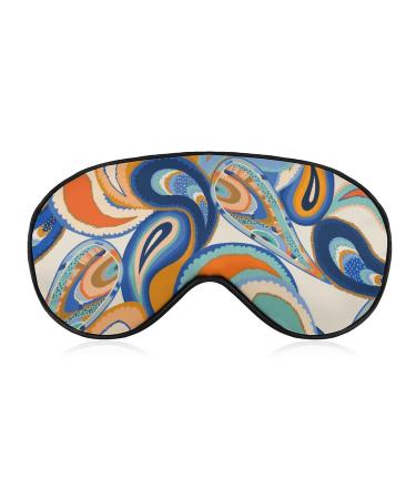 LynaRei Ethnic Orange Blue Paisley Sleep Mask Blindfold for Sleeping Elastic Blackout Eye Mask Cover for Full Night's Sleep Travel and Nap Style-4