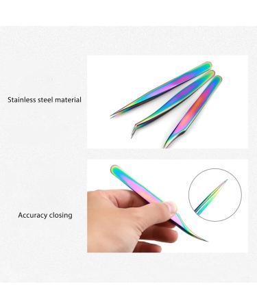 Eyelash Extension Tweezers Set - 3-Piece Stainless Steel Lightweight Makeup Tools for Home & Salon - Perfect for False Eyelashes - Buy Online on GoSupps.com
