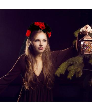 Lurrose Day of the Dead Headband - Mexican Halloween Veil & Rose Crown for Women | Dia de los Muertos Accessory - Buy Online on GoSupps.com