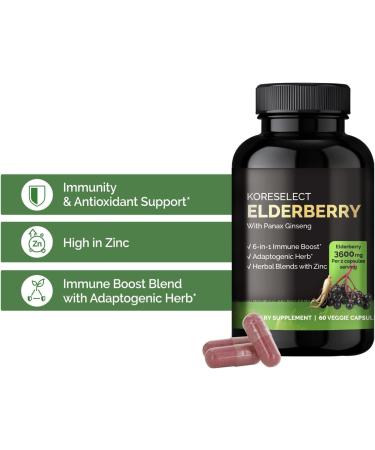 KORESELECT Elderberry Capsules with Panax Ginseng - Immune Support Herbal Blend - 60 Capsules - Buy Online on GoSupps.com