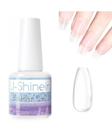 U-shinein 15ml Clear Builder Gel 5-in-1 Builder Base gel nail art building strengthener gel nail polish gel for nails repair nails extension decoration nail art manicure clear-