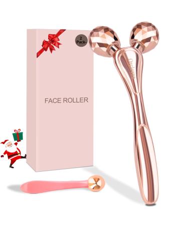 3D Face Roller Metal Facial Massager Face Sculpting Massage Tool with Ice Globe for Eye Skin Care Reducing Puffiness Anti-Wrinkle Smoothing Fine Lines for Women