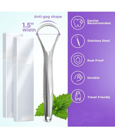 Buy Broshin Set of 2 Stainless Steel Tongue Scrapers | Antibacterial Tongue Cleaning & Bad Breath Reduction | Includes Travel Cases - International Shipping - Buy Online on GoSupps.com