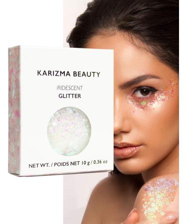 KARIZMA Iridescent Glitter. 10g Chunky Face Glitter Hair Glitter Eye Glitter and Body Glitter for Women. Rave Glitter Festival Accessories Cosmetic Glitter Makeup. Loose Glitter Set