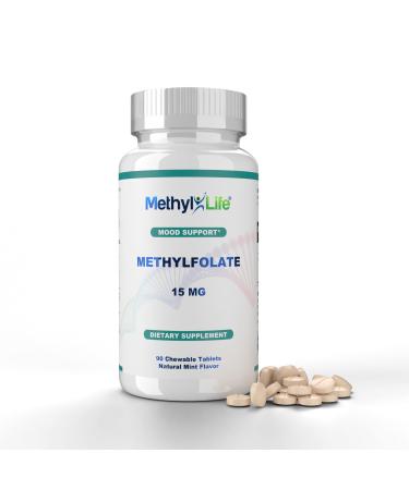Methyl-Life L-Methylfolate 15 mg for Women & Men Active Folate Supplement with ultrapure Cerebrofolate (L-5-MTHF Calcium) High Bioavailability B9 Support Tasty Chewable Tablets | 90 Count