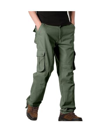 Work trousers men's work pants hiking cargo pants bags outdoor ripstop several pockets breathable cotton pants jogging pants men straight average green 44