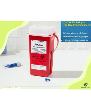 Sharps Disposal Container for Home Use 1.3 Quarts Bundle with ReliOn Ultra-Thin Blood Lancets 30 Gauge for Sensitive Fingers 100ct and eBook eBook 7 Steps to Thrive with Diabetes by Samba Life - Buy Online on GoSupps.com